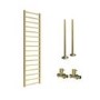 Brass Towel Radiator 1600 x 500mm with Pipe Kit and Straight Valves - Sonoran