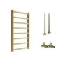 Brass Towel Radiator 800 x 500mm with Pipe Kit and Straight Valves - Sonoran