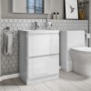 Left Hand L-Shaped Bath with Portland White Combi with Portland Back To Wall Toilet