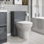 1700mm L-Shaped Right Hand Bath Suite with Basin Vanity & Back to Wall Toilet - Portland