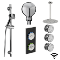SmarTap Black Shower System with Slider Kit Ceiling Shower and Body Jets