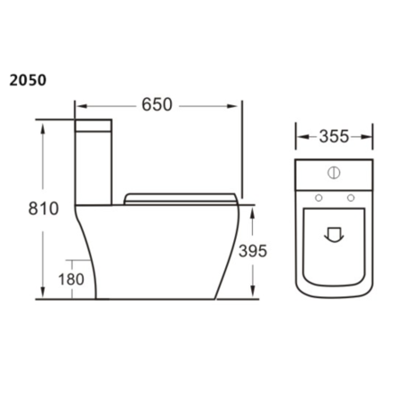Square Close Coupled Toilet with Soft Close Seat