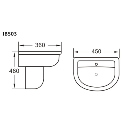 Semi Pedestal Sink - 1 Tap Hole