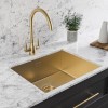 Single Bowl Brushed Brass Stainless Steel Undermount Kitchen Sink &amp; Brass Kitchen Mixer Tap - Enza Tamara