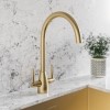 Single Bowl Brushed Brass Stainless Steel Undermount Kitchen Sink &amp; Brass Kitchen Mixer Tap - Enza Tamara