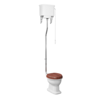Traditional High Level Toilet with Mahogany Toilet Seat