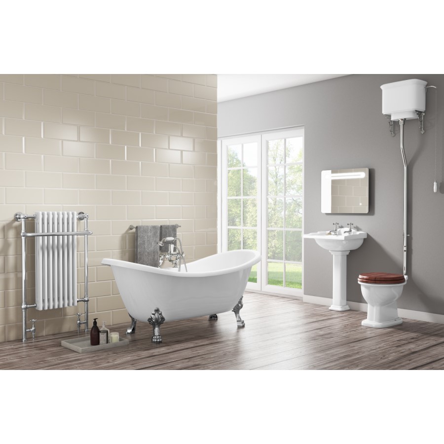 Traditional High Level Toilet with Mahogany Toilet Seat