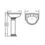 Traditional 2 Tap Hole Full Pedestal Sink - 535mm Wide