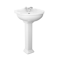 Traditional 1 Tap Hole Full Pedestal Sink - 625mm Wide