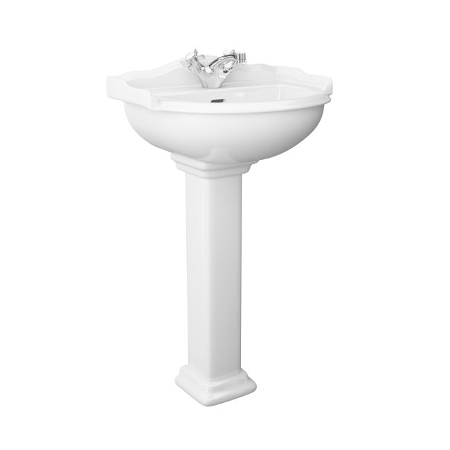 Traditional 1 Tap Hole Full Pedestal Sink - 625mm Wide