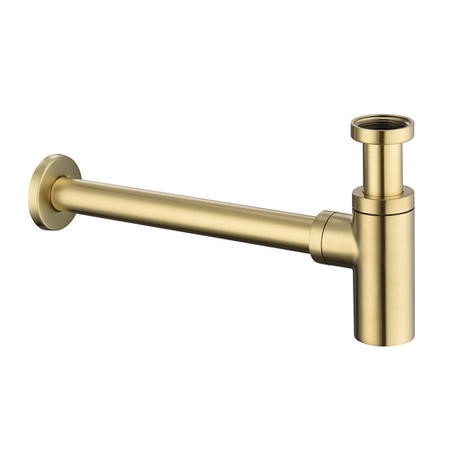 Minimalist Bottle Trap And Pipe - Brushed Nickel - Brassware