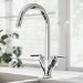 Twin Lever Chrome Monobloc Kitchen Sink Mixer Tap - Hector