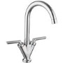 Twin Lever Chrome Monobloc Kitchen Sink Mixer Tap - Hector