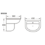 Semi Pedestal Sink 450mm Wide - 1 Tap Hole