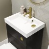 500mm Black Cloakroom Toilet and Sink Unit with Square Toilet and Brushed Brass Fittings  - Valetta