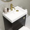 500mm Black Cloakroom Toilet and Sink Unit with Square Toilet and Brushed Brass Fittings  - Valetta