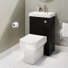 500mm Black Cloakroom Toilet and Sink Unit with Square Toilet and Chrome Fittings - Valetta