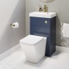 500mm Blue Cloakroom Toilet and Sink Unit with Square Toilet and Brushed Brass Fittings - Valetta
