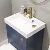 500mm Blue Cloakroom Toilet and Sink Unit with Square Toilet and Brushed Brass Fittings - Valetta