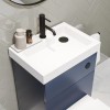 500mm Blue Cloakroom Toilet and Sink Unit with Square Toilet and Black Fittings - Valetta