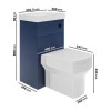 500mm Blue Cloakroom Toilet and Sink Unit with Square Toilet and Black Fittings - Valetta