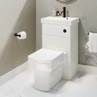 500mm White Cloakroom Toilet and Sink Unit with Black Fittings - Valetta