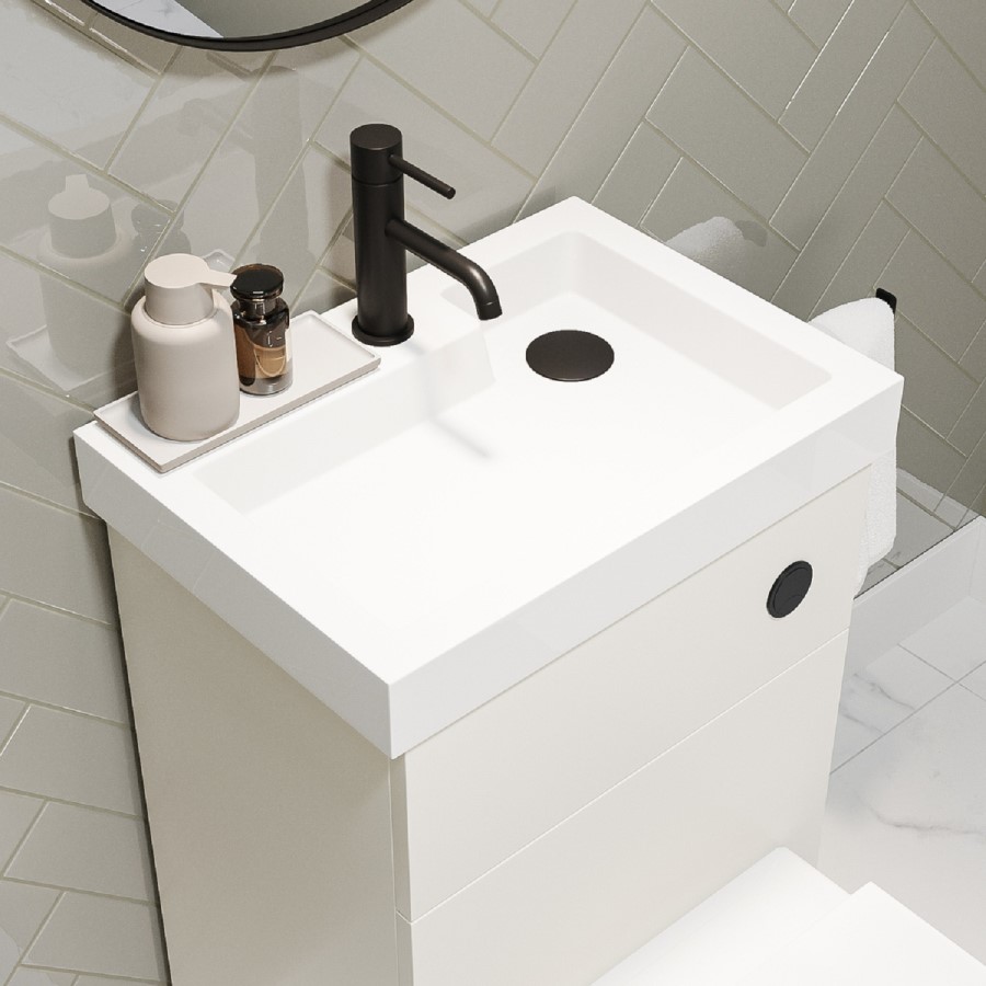 500mm White Cloakroom Toilet and Sink Unit with Black Fittings - Valetta