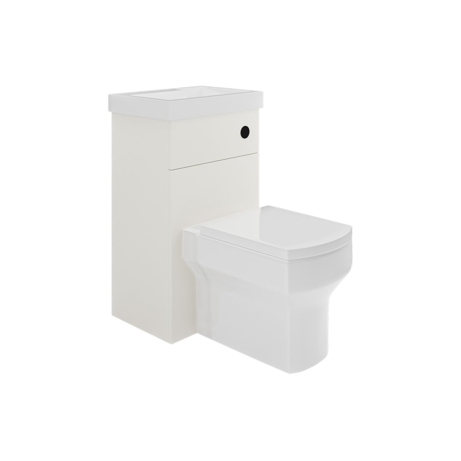 500mm White Cloakroom Toilet and Sink Unit with Black Fittings - Valetta