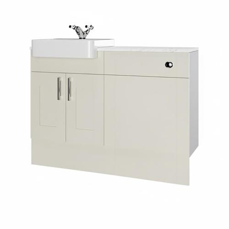 1200mm Beige Toilet and Sink Unit with Chrome Fittings - Vancouver