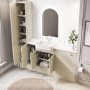 1800mm Beige Toilet and Sink Unit with Storage Units & Chrome Fittings - Vancouver
