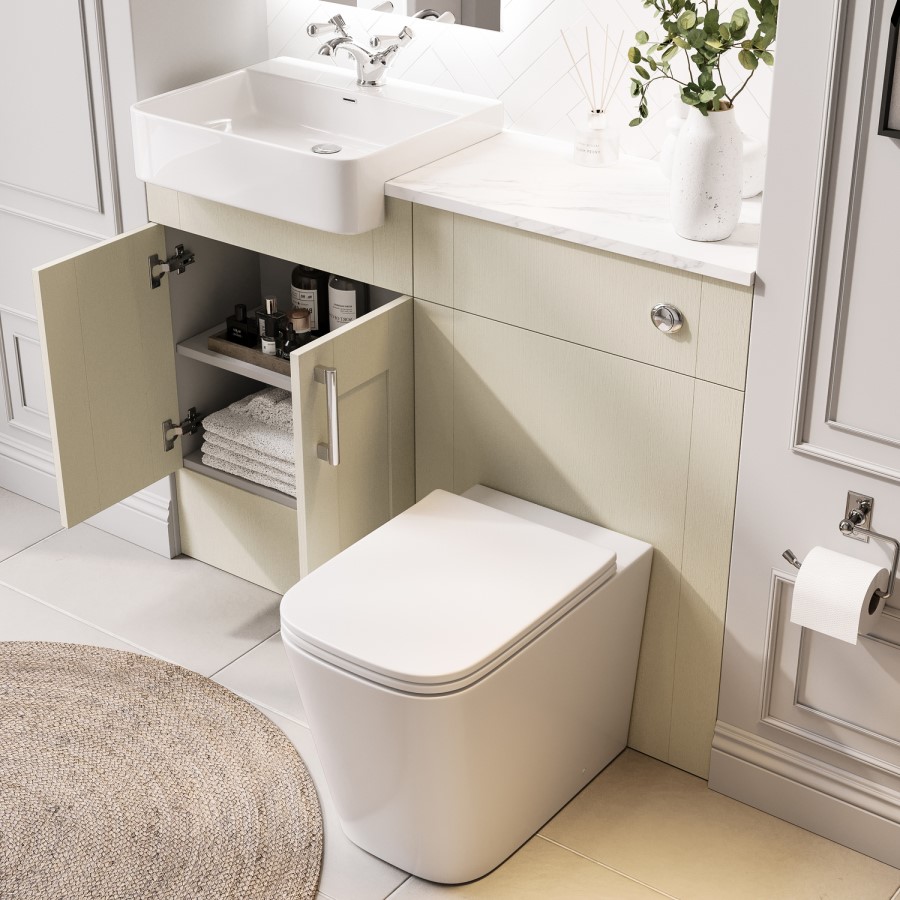 1200mm Beige Toilet and Sink Unit with Chrome Fittings - Vancouver