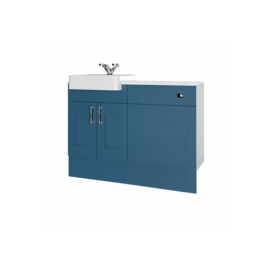 1200mm Blue Toilet and Sink Unit with Chrome Fittings - Vancouver