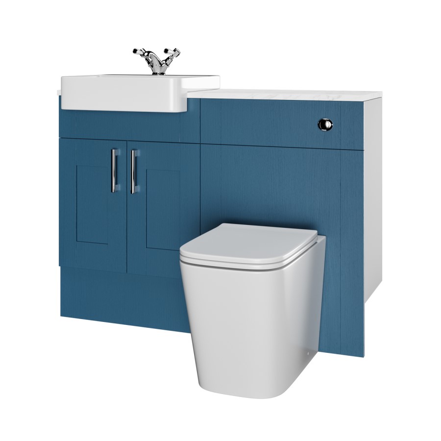 1200mm Blue Toilet and Sink Unit with Chrome Fittings - Vancouver