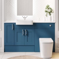 1500mm Blue Toilet and Sink Unit with Storage Unit and Square Toilet - Vancouver