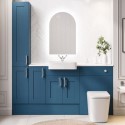 BUN/VAN600BVBL/98765 1800mm Blue Toilet and Sink Unit with Storage Units and Square Toilet - Vancouver