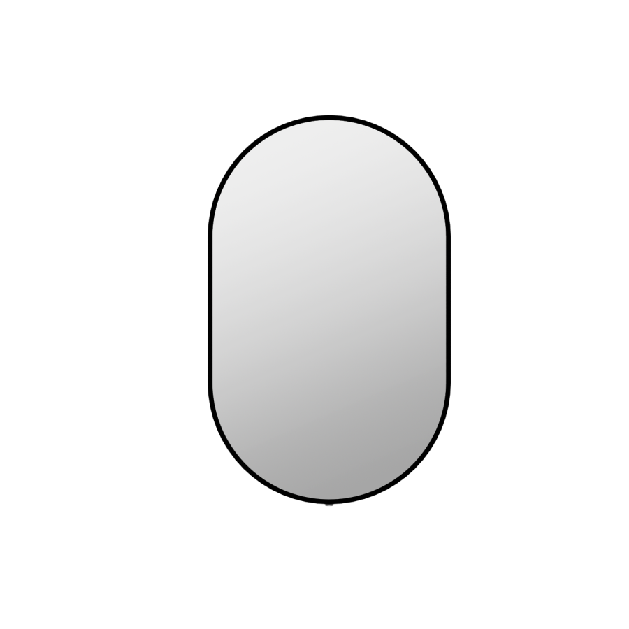 ONLY OPENED - Oval Black Backlit Bathroom Mirror with Battery Operated Lights 500 x 800mm - Venus