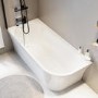 Freestanding Shower Bath Single Ended Left Hand Corner with Matt Black Bath Screen 1700 x 750mm - Vigo