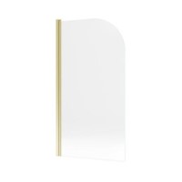 Jersey J Shaped Right Hand Bath 1700mm x 750 with Front Panel and Hinged Brushed Brass Screen