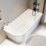 Freestanding Shower Bath Single Ended Right Hand Corner with Matt Black Bath Screen 1700 x 750mm - Vigo