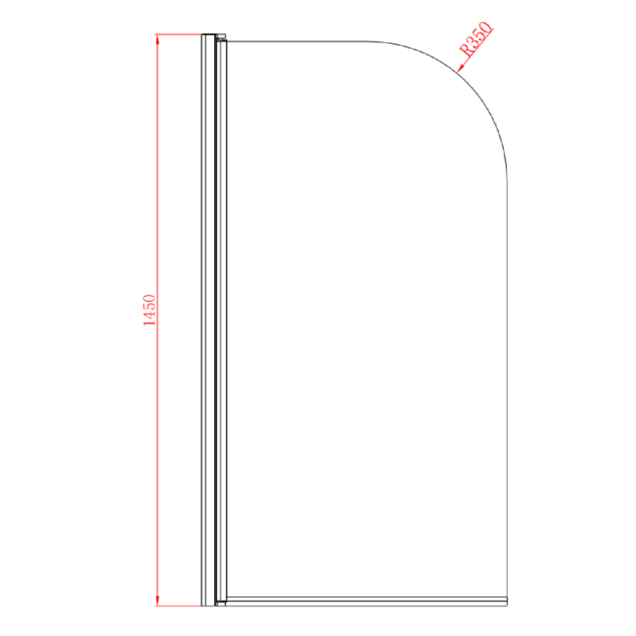Single Ended Shower Bath with Front Panel and Hinged Black Bath Screen 1600 x 700mm - Alton