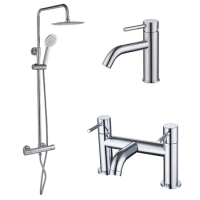 Chrome Shower Bath and Basin Tap Set - Arissa Chrome Shower Bath and Basin Tap Set - Arissa