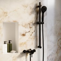 Black 1 Outlet Thermostatic Shower Set with Exposed  Valve  - Volta Black 1 Outlet Thermostatic Shower Set with Exposed  Valve  - Volta