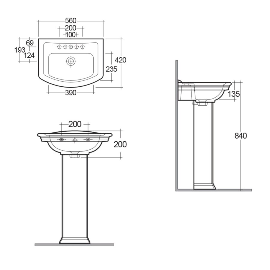 Rak Ceramics Traditional  Pedestal Basin 560mm
