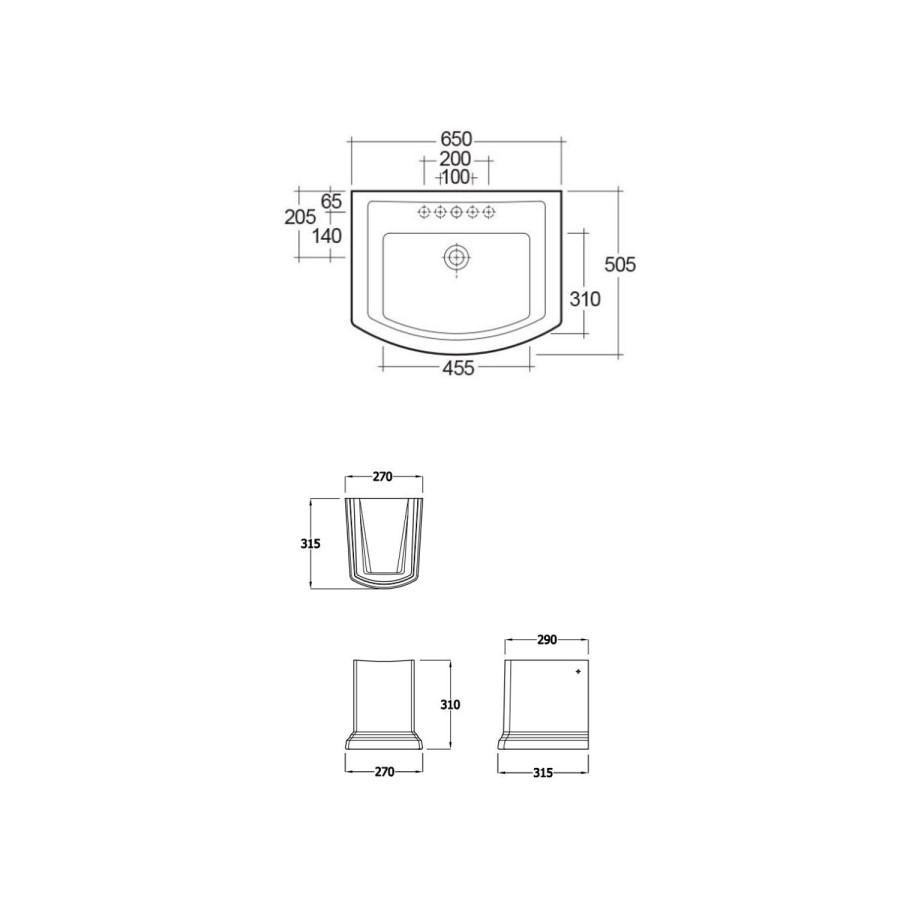 650mm Semi Pedestal Basin - RAK Washington