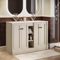 1200mm Beige Freestanding Double Vanity Unit with Basin - Windsor 1200mm Beige Freestanding Double Vanity Unit with Basin - Windsor