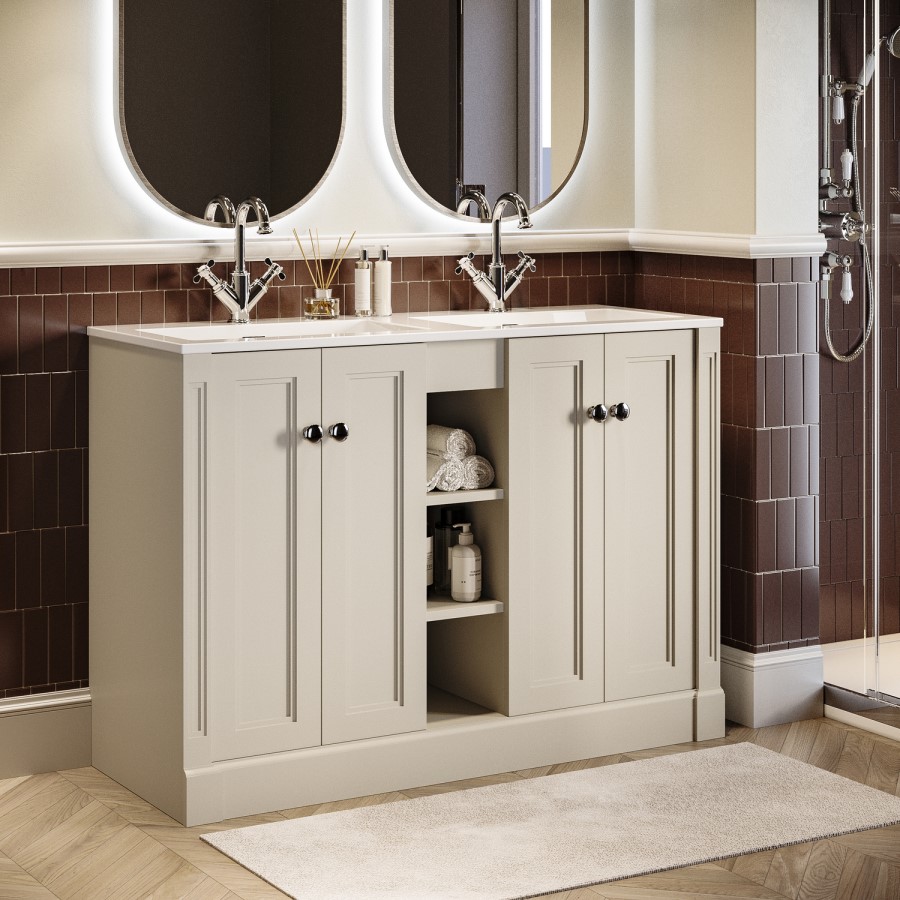 1200mm Beige Freestanding Double Vanity Unit with Basin - Windsor