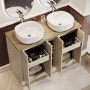 1200mm Beige Freestanding Double Countertop Vanity Unit with Basin and Wood Worktop - Windsor