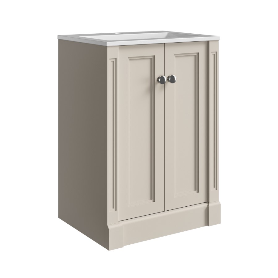 600mm Beige Freestanding Vanity Unit with Basin - Windsor