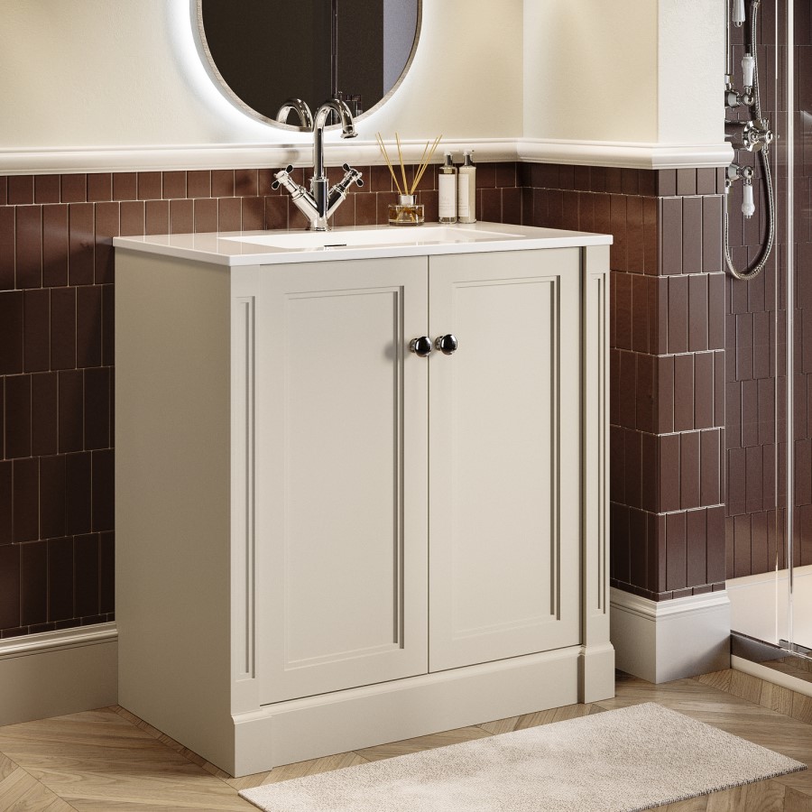 800mm Beige Freestanding Vanity Unit with Basin - Windsor