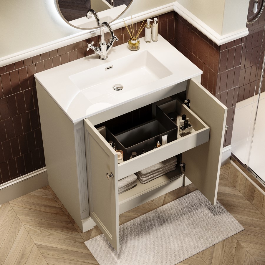 800mm Beige Freestanding Vanity Unit with Basin - Windsor